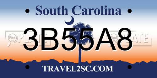 3B55A8 South Carolina License Plate