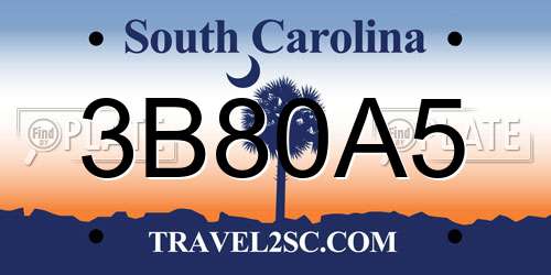 3B80A5 South Carolina License Plate