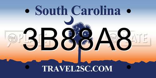 3B88A8 South Carolina License Plate