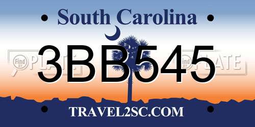 3BB545 South Carolina License Plate