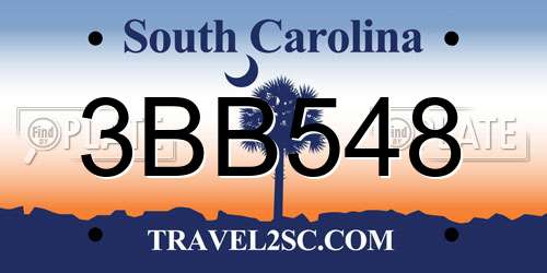 3BB548 South Carolina License Plate