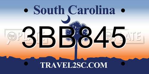 3BB845 South Carolina License Plate