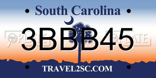 3BBB45 South Carolina License Plate