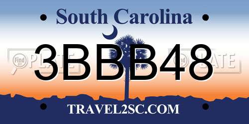 3BBB48 South Carolina License Plate