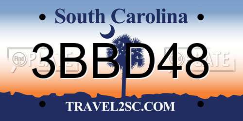 3BBD48 South Carolina License Plate