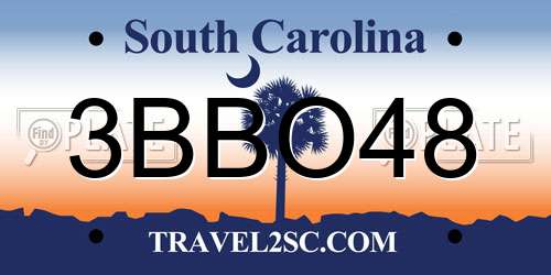 3BBO48 South Carolina License Plate