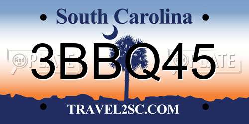 3BBQ45 South Carolina License Plate