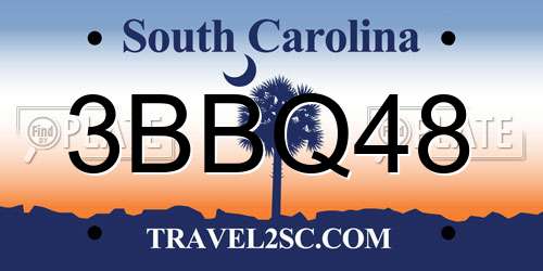 3BBQ48 South Carolina License Plate