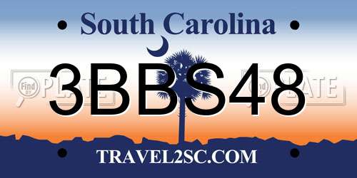 3BBS48 South Carolina License Plate