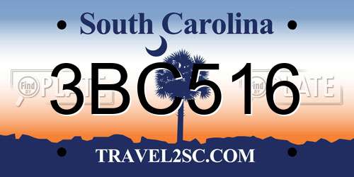 3BC516 South Carolina License Plate