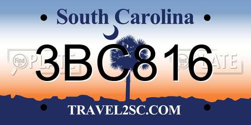 3BC816 South Carolina License Plate