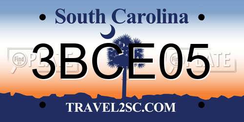 3BCE05 South Carolina License Plate