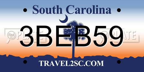 3BEB59 South Carolina License Plate