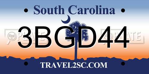 3BGD44 South Carolina License Plate