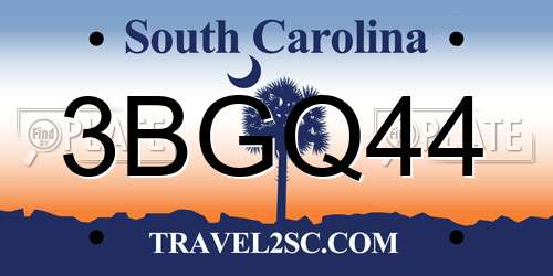 3BGQ44 South Carolina License Plate