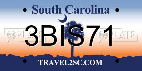 3BIS71 South Carolina License Plate