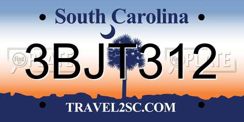 3BJT312 South Carolina License Plate