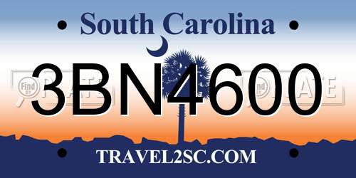 3BN4600 South Carolina License Plate