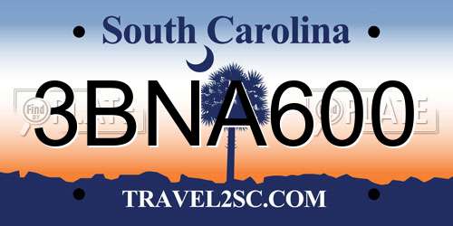 3BNA600 South Carolina License Plate
