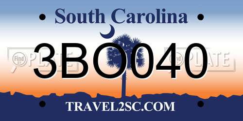 3BO040 South Carolina License Plate
