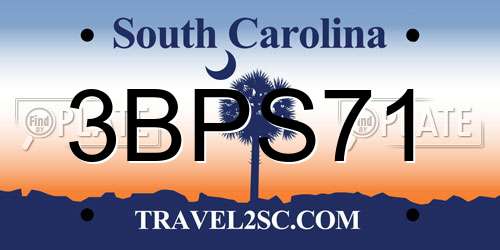 3BPS71 South Carolina License Plate
