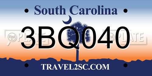 3BQ040 South Carolina License Plate