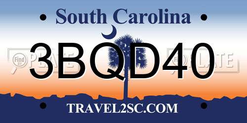 3BQD40 South Carolina License Plate