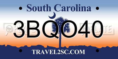3BQO40 South Carolina License Plate