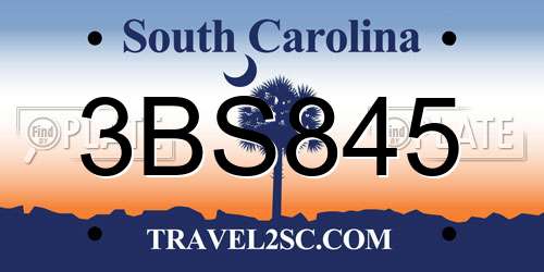3BS845 South Carolina License Plate