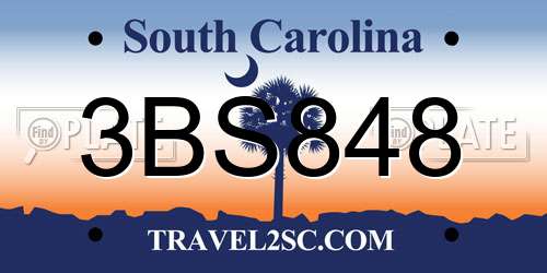 3BS848 South Carolina License Plate