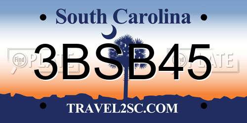 3BSB45 South Carolina License Plate