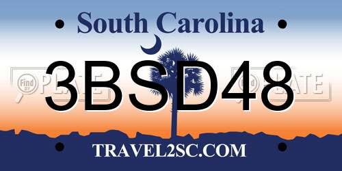 3BSD48 South Carolina License Plate