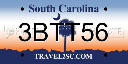 3BTT56 South Carolina License Plate