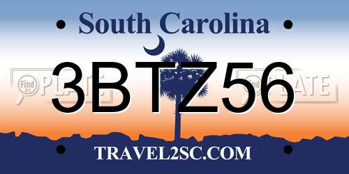 3BTZ56 South Carolina License Plate