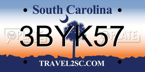 3BYK57 South Carolina License Plate