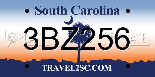 3BZ256 South Carolina License Plate