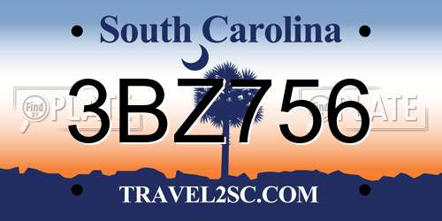 3BZ756 South Carolina License Plate