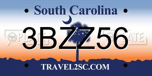 3BZZ56 South Carolina License Plate