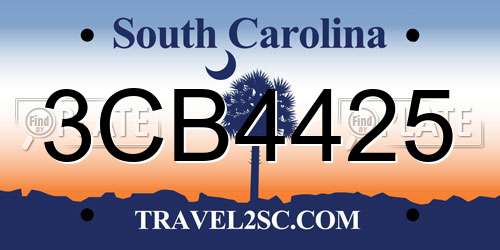 3CB4425 South Carolina License Plate