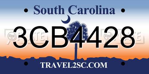 3CB4428 South Carolina License Plate