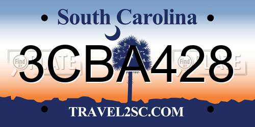 3CBA428 South Carolina License Plate