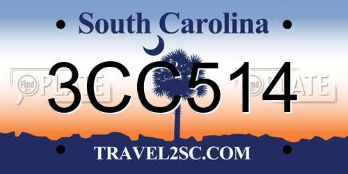 3CC514 South Carolina License Plate