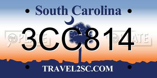 3CC814 South Carolina License Plate