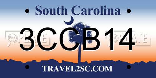 3CCB14 South Carolina License Plate