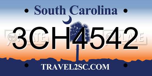 3CH4542 South Carolina License Plate