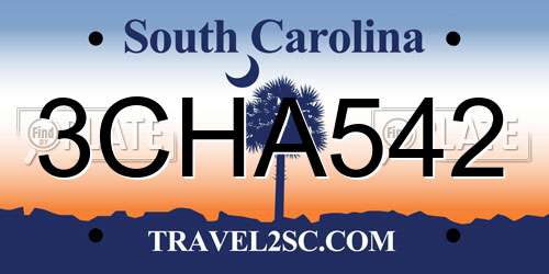 3CHA542 South Carolina License Plate