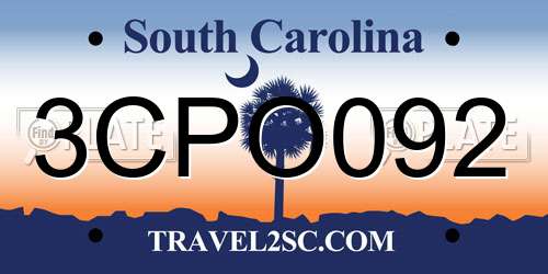 3CPO092 South Carolina License Plate