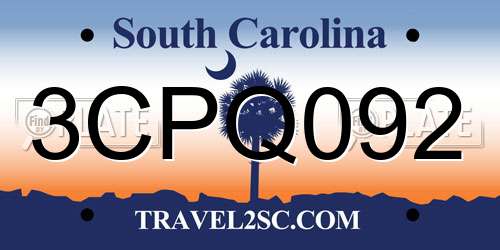 3CPQ092 South Carolina License Plate