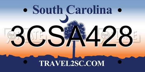 3CSA428 South Carolina License Plate