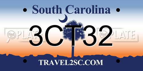 3CT32 South Carolina License Plate